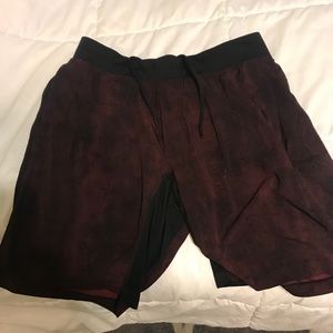 Maroon and black Mens Lululemon Shorts